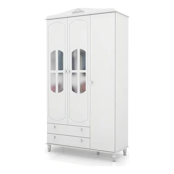 Guarda Roupa Roupeiro Casal Solteiro Colonial 3 Portas Cor Guarda Roupa Branco Fosco Foto 1