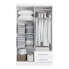 Guarda-roupa Solteiro 2 Espelhos 4 Portas 2 Gavetas Branco Foto mini 4