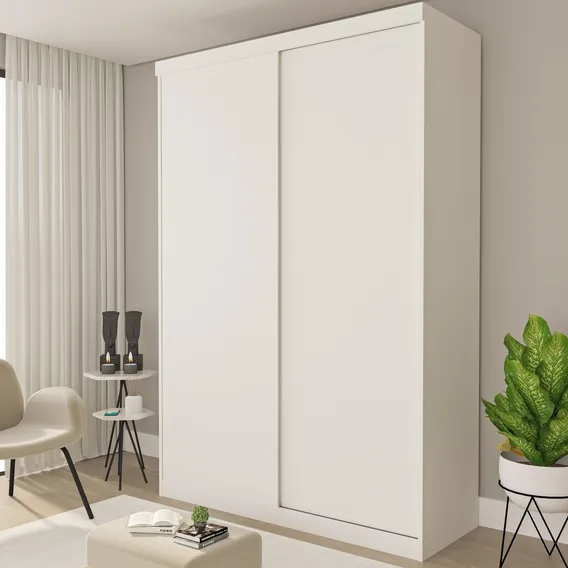 Guarda Roupa Solteiro 2 Porta De Correr Kiara Siena Fi Cor Branco Foto 1