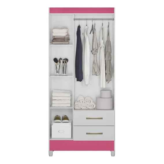 Guarda-roupa Solteiro 3 Portas 2 Gavetas E Pés Lima Hiwt Foto 1