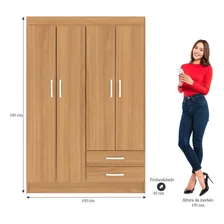 Guarda Roupa Solteiro 4 Portas 2 Gavetas Atalaia Wt Foto mini 4
