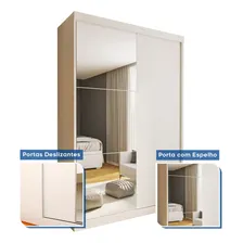 Guarda Roupa Solteiro Com Espelho 2 Porta De Correr Fg Cor Branco Foto mini  3