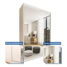 Guarda Roupa Solteiro Com Espelho 2 Porta De Correr Fhwt Cor Branco Foto mini 3