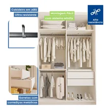 Guarda Roupa Solteiro Com Espelho 2 Porta De Correr Fhwt Cor Branco Foto mini 4