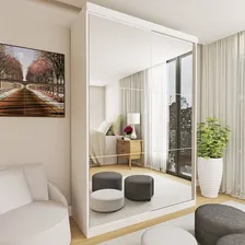 Guarda Roupa Solteiro Com Espelho 2 Porta De Correr Fhwt Cor Branco Foto mini 1