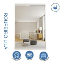 Guarda Roupa Solteiro Com Espelho 2 Porta De Correr Fhwt Cor Branco Foto mini 2