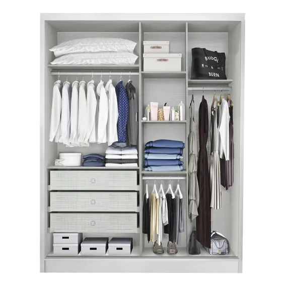 Guarda Roupa Solteiro Com Espelho 2 Portas De Correr Fg Cor Branco Foto 1