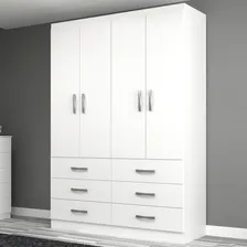 Guarda-roupa Solteiro Treviso 4 Portas 6 Gavetas Branco Foto mini 2
