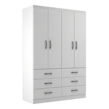 Guarda-roupa Solteiro Treviso 4 Portas 6 Gavetas Branco Foto mini 1