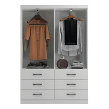 Guarda-roupa Solteiro Treviso 4 Portas 6 Gavetas Branco Foto mini 3