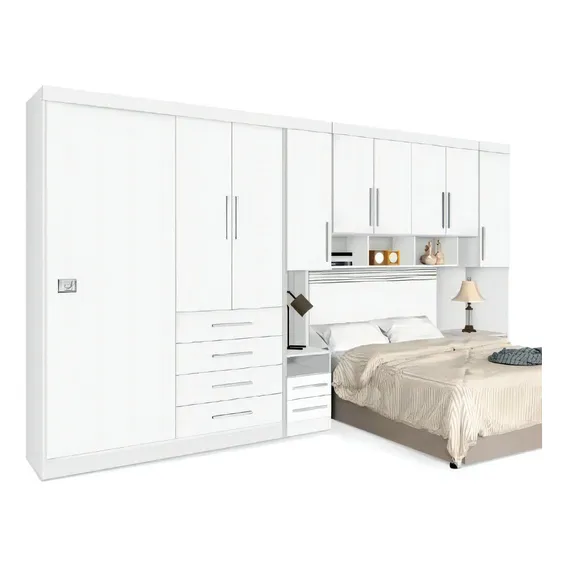 Guarda-roupas Modulado Georgia Ja Branco Para Cama Box 1,58m Foto 1