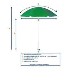 Guarda Sol Grande Praia Piscina Camping 1.8 M Fashion Mor Foto mini 3