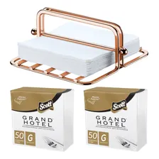 Guardanapo Grand Hotel Grande + Porta Guardanapo Com Peso Cor Rose Gold Foto mini 1