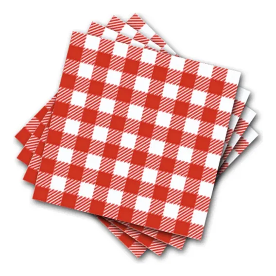 Guardanapo Papel Xadrez Vermelho 30cm X 31cm - 50 Unidades Foto 1