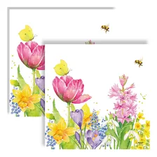 Guardanapo Para Decoupage 33x33 Borboletas Flores Abelha C/2 Cor Borboletas Flores E Abelha Foto mini  2