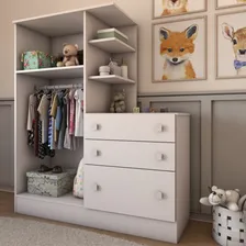 Guardaroupa Infantil Com Cômoda Divertidamente Branco Foto mini  3