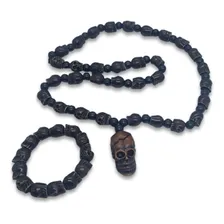 Guia Colar E Pulseira Firma Caveira Branca Guia Umbanda 50cm Foto mini 1