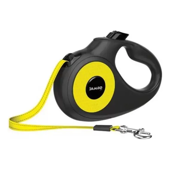 Guia Retrátil Para Cachorro Friend Médio Até 25kg - Jambo Guia M Preto E Amarelo Foto 1