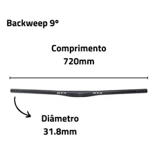 Guidão Bike 720mm Flat Backsweep 9° Reto Guidon Mtb AlumÃnio Foto mini 2