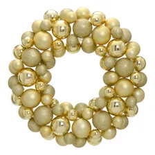 Guirlanda Bolas Natalinas 35cm Enfeite Porta Decoração Natal Cor Dourado Foto  mini 1