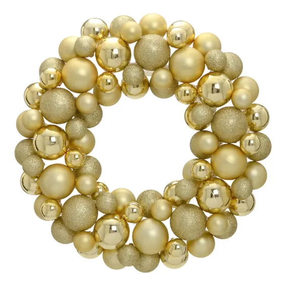 Guirlanda Bolas Natalinas 35cm Enfeite Porta Decoração Natal Cor Dourado Foto 1