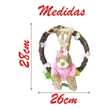 Guirlanda Enfeite Páscoa Coelhinho Palha 26cm Foto mini 1