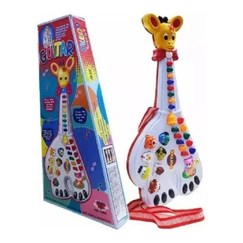 Guitarra Infantil Girafa Colorida Com Som E Luz Musical Foto 1