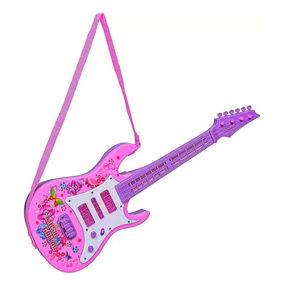 Guitarra Musical Infantil Som Luzes Criança Rock Star Festa Foto 1