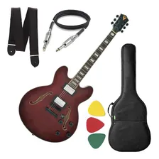 Guitarra Phx Semi Acústica Ac1 Vermelho Capa Cabo Foto mini 1