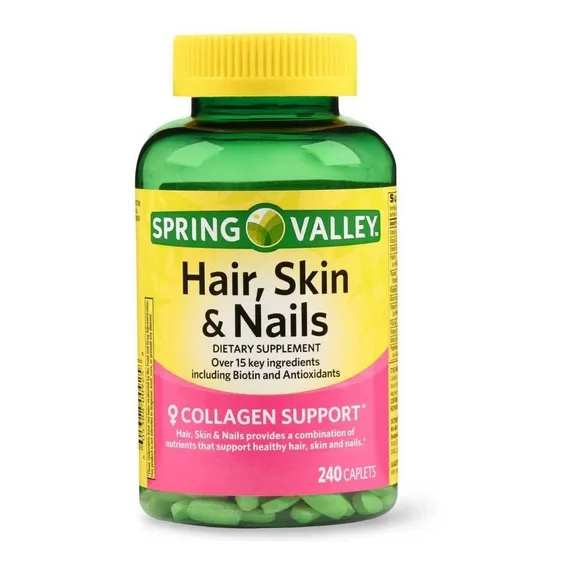 Hair Skin Nails C/biotin 240caplets Spring Valley Import Eua Foto 1