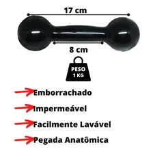 Halter Peso Bola Peso Musculação - Fitness 1kg Emborrachado Cor Preto Foto mini 2
