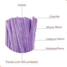Haste De Chenille Artesanato Limpador Cachimbo 100 Un Cores Cor 413b - Roxo Claro Foto mini 3