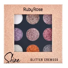 Hb-8407g Paleta Shine Glitter Cremoso Com 12 Unidades Ruby Rose Foto mini 1