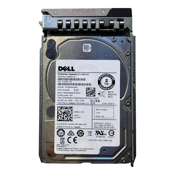 Hd Dell 2tb 7.2k 2,5 12gb Sas 0fvx7c Fvx7c Foto 1