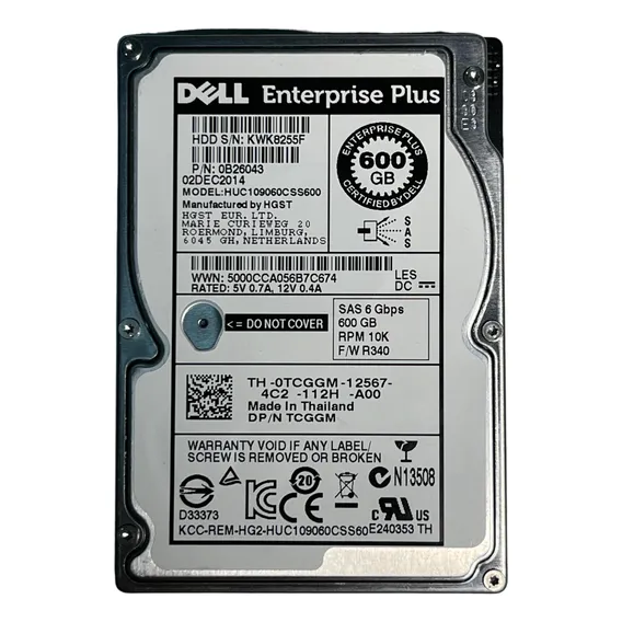 Hd Dell Equallogic 600gb 10k 2.5 6gb Sas 0tcggm Tcggm Foto 1