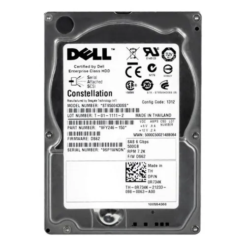 Hd Dell Sas 500gb 0r734k R734k St9500430ss 500gb 7200u/min Foto 1