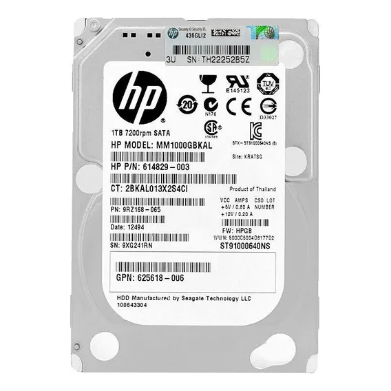 Hd Hp 1tb 7.2k 2.5 Sata 6g 655710-b21 832510-001 655715-003 Foto 1