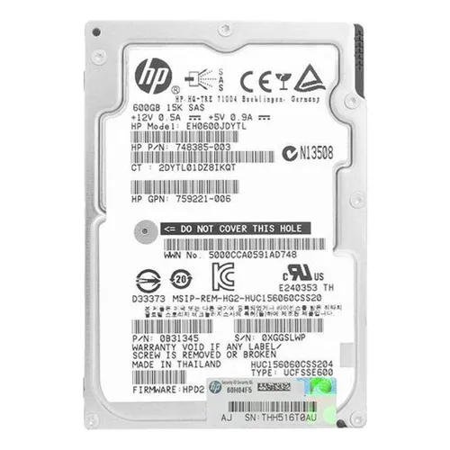 Hd Hp 600gb 15k Sas 2,5 Eh0600jdytl 759212-b21 748385-003 Foto 1