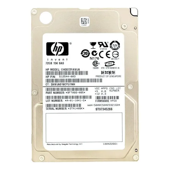 Hd Hp 72gb 15k Sas 2.5 Eh0072fawja Pn:9ft006-085 Cor Prateado Foto 1