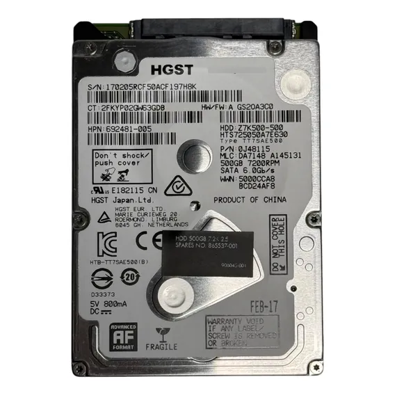 Hd Interno Hgst 500gb 2,5 Z7k500 Sata 7200rpm Foto 1