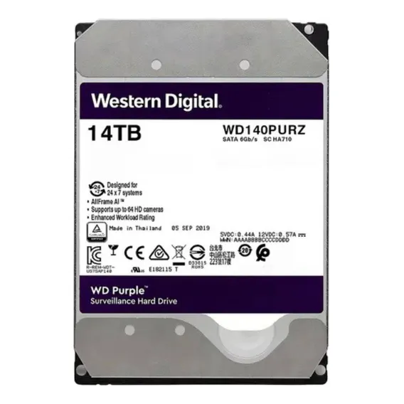 Hd Interno Wd Purple Sata 3,5 14tb E 512mb De Cache 7200rpm Foto 1