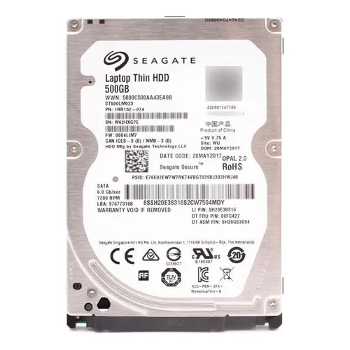 Hd Notebook 500gb 7200rpm Seagate Thinn Hdd St500lm023 Cor Cinza-claro Foto 1