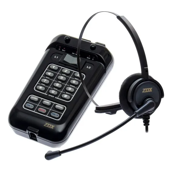 Headset C/ Base Discadora P/ 2 Linhas Telef么nica Tz-22z Zox Foto 1