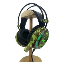 Headset Fone Gamer Pro Camuflado Com Microfone Led Lc827 Cor Verde Foto mini  3