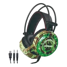 Headset Fone Gamer Pro Camuflado Com Microfone Led Lc827 Cor Verde Foto mini  2