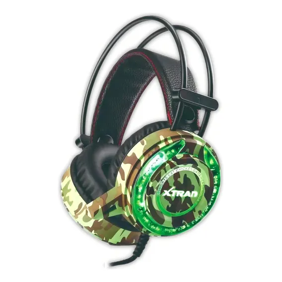 Headset Fone Gamer Pro Camuflado Com Microfone Led Lc827 Cor Verde Foto 1