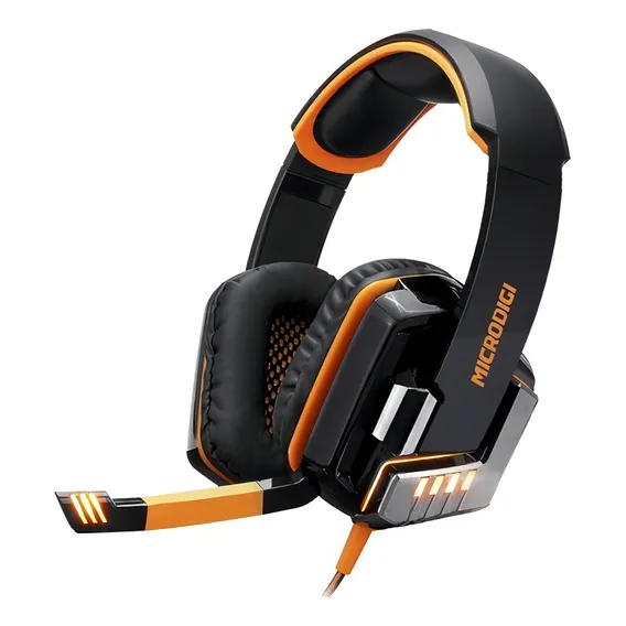 Headset Gamer Iluminado Microdigi Md-h2122d Cor Preto Cor da luz Laranja Foto 1