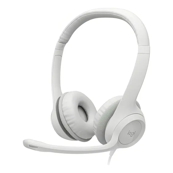 Headset Logitech H390 Usb Controle De Volume Mute Branco Foto 1