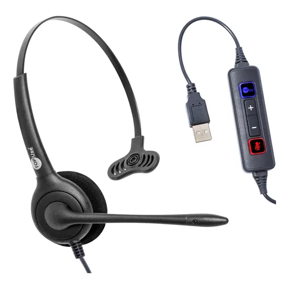 Headset Usb Voip C/ Cancelador De Ruídos Mod. Premium Fp 350 Cor Preto Foto 1