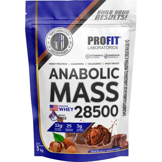 Hipercalórico Anabolic Mass 28500 Creme De Avelã 3kg Profit Foto 1